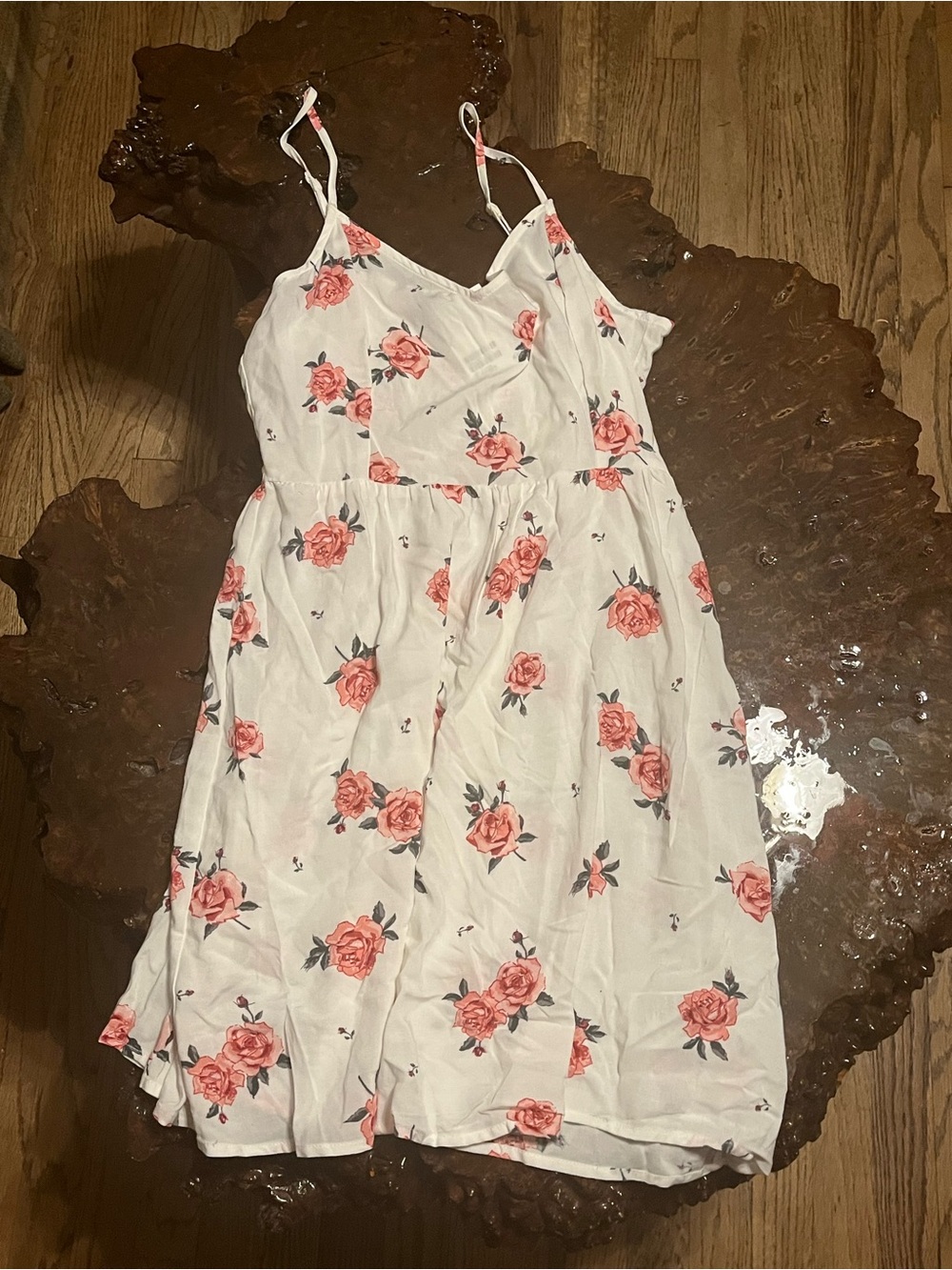 H&M White Dress with Pink Rose Print